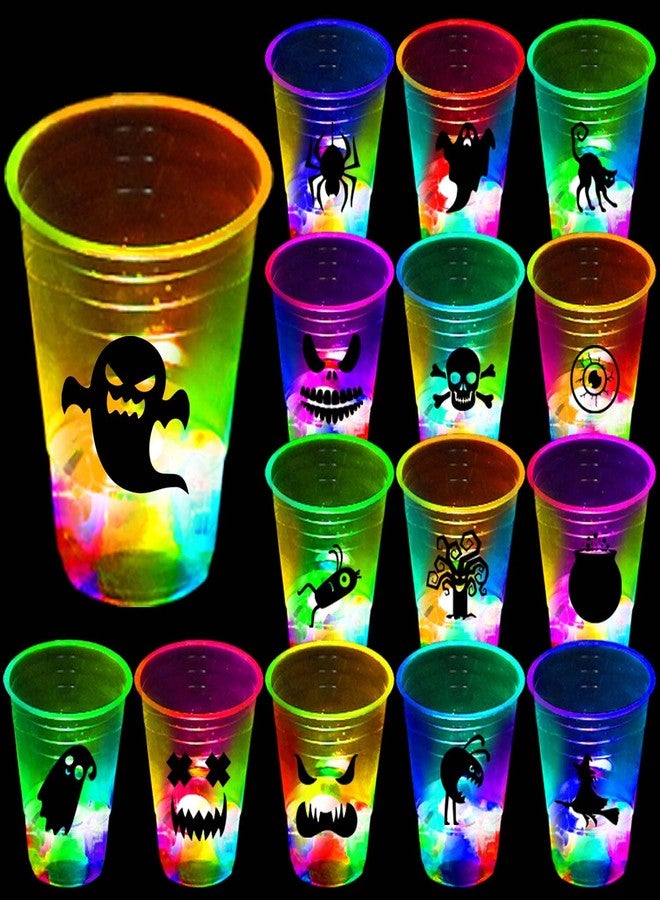 Ahuimeius 24 Pack Halloween Glow-in-The-Dark Cup Set with Horror Stickers for Party Decorations Event Fun, Glow Halloween Party Cups, House Parties Birthdays Concerts BBQ Beach Holidays - Image 1